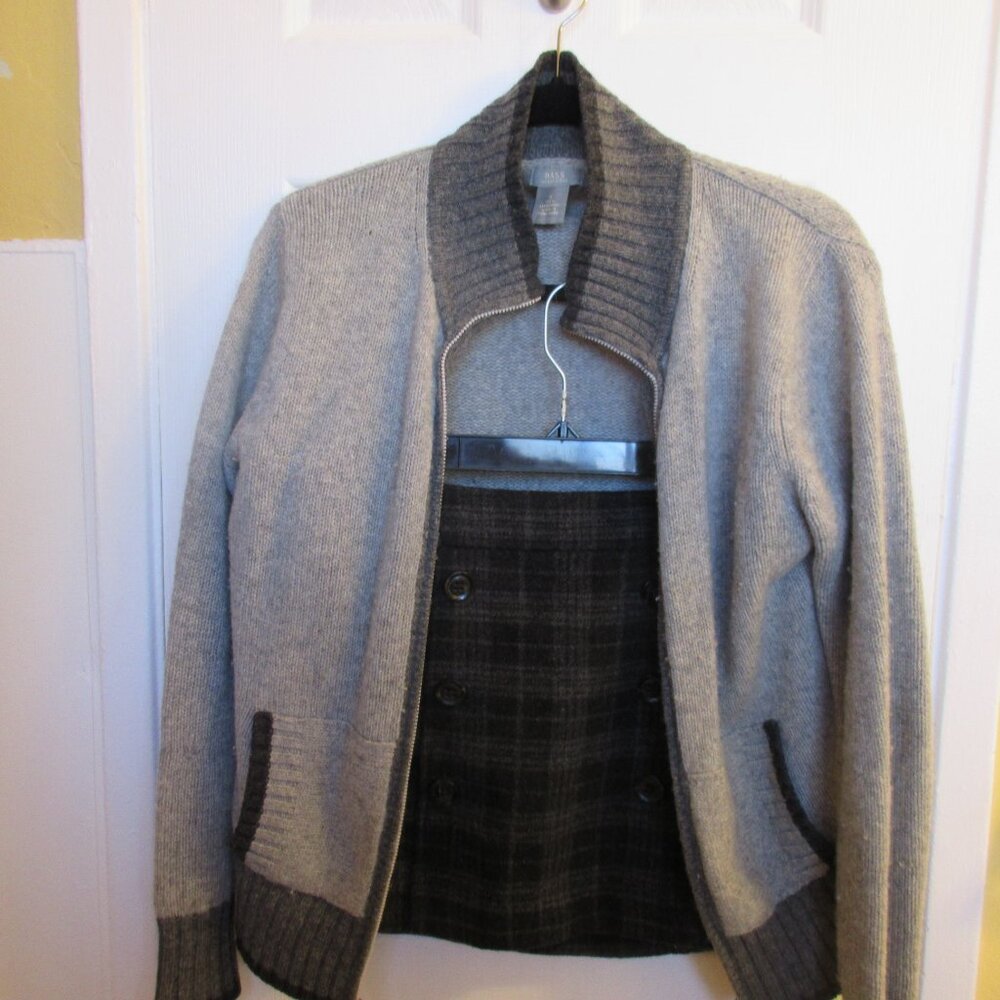 BASS OR GAP grey wool LS cardigan w GAP grey wool mini